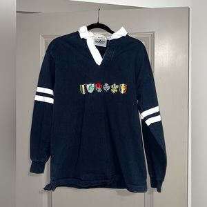 Vintage Rugby Nations Long Sleeve Collared Tee
